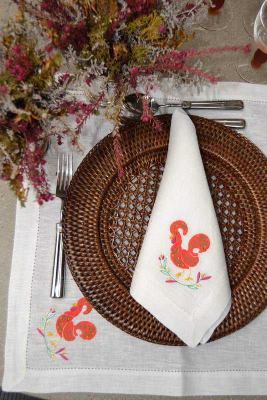 Le Coq linen placemats and napkins