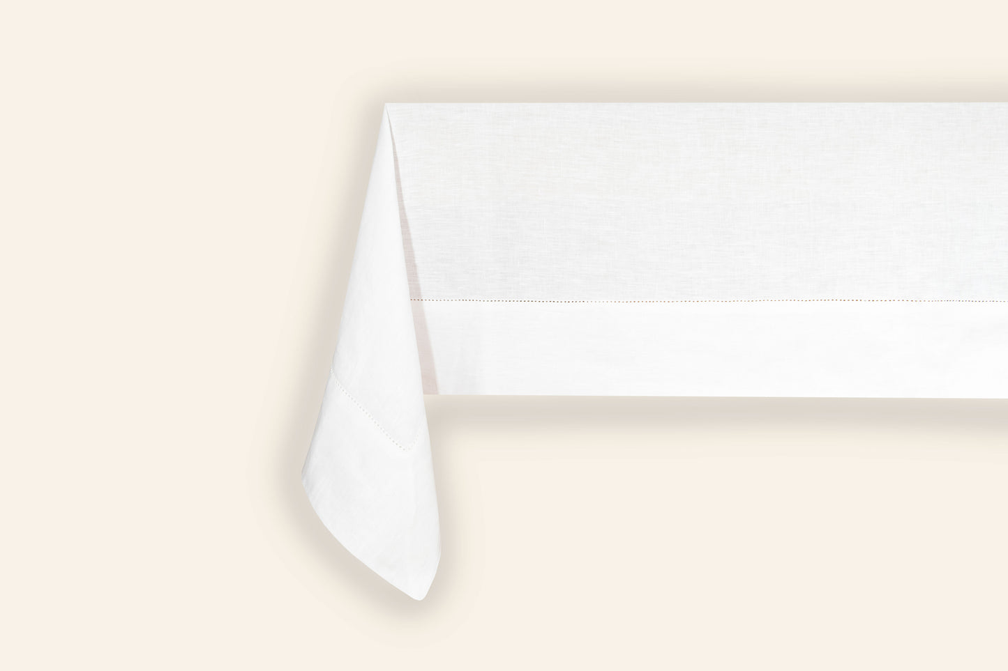 Toalha de mesa em linho branco com bainha  Ajour